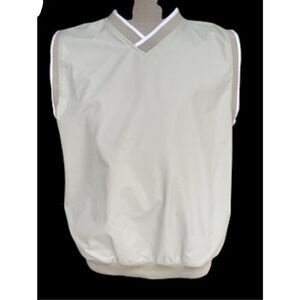 Consensus Men’s Golf Windbreaker Vest Pullover Sz. M Beige V-Neck Pockets